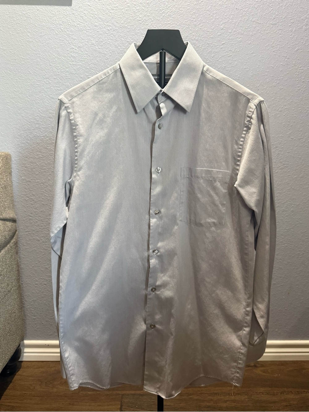 Geoffrey Beene Gray Stripped Long Sleeve Dress Shirt